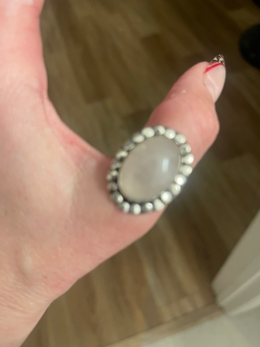 Sterling Silver Oval Moonstone Cocktail Ring - White